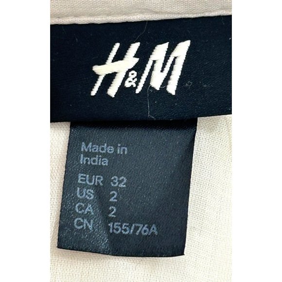 H&M Women’s Mini Dress 2 Peach Button Down 3/4 Sleeve Roll Tab Band Collar VNeck - Picture 6 of 14